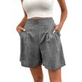 thumbnail image 1 of Women's Elastic Waist Wide - Leg Shorts - Ruffled, with Pockets for Work and Casual, 1 of 8