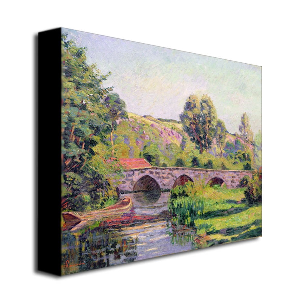 Trademark Fine Art "The Bridge at Boigneville" Canvas Wall Art by Jean Baptiste Guillamin