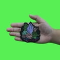 thumbnail image 2 of Purple Amethyst Crystal Patch Lotus Flowers Hippie Embroidered Iron In, 2 of 2
