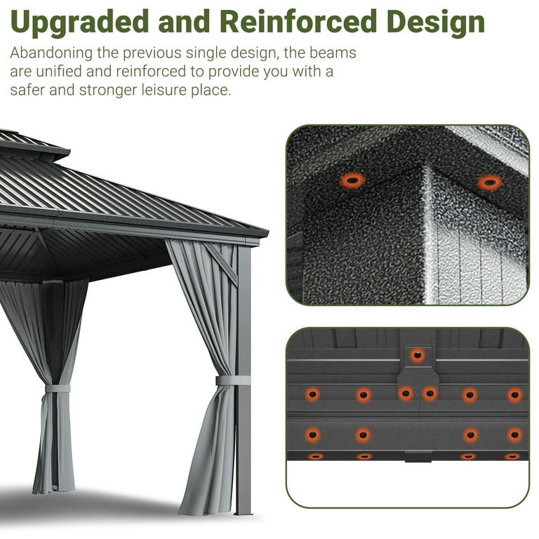 NETAJE 10x12 FT Hardtop Gazebo, Heavy Duty Gazebo with