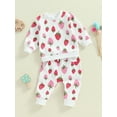 thumbnail image 3 of Nygoyerh Baby Girls Fall Outfits 3M 6M 12M 18M 2T 3T Strawberry Print Long Sleeve Sweatshirt and Elastic Waist Sweatpants 2Pcs Sets Infant Clothing, 3 of 7