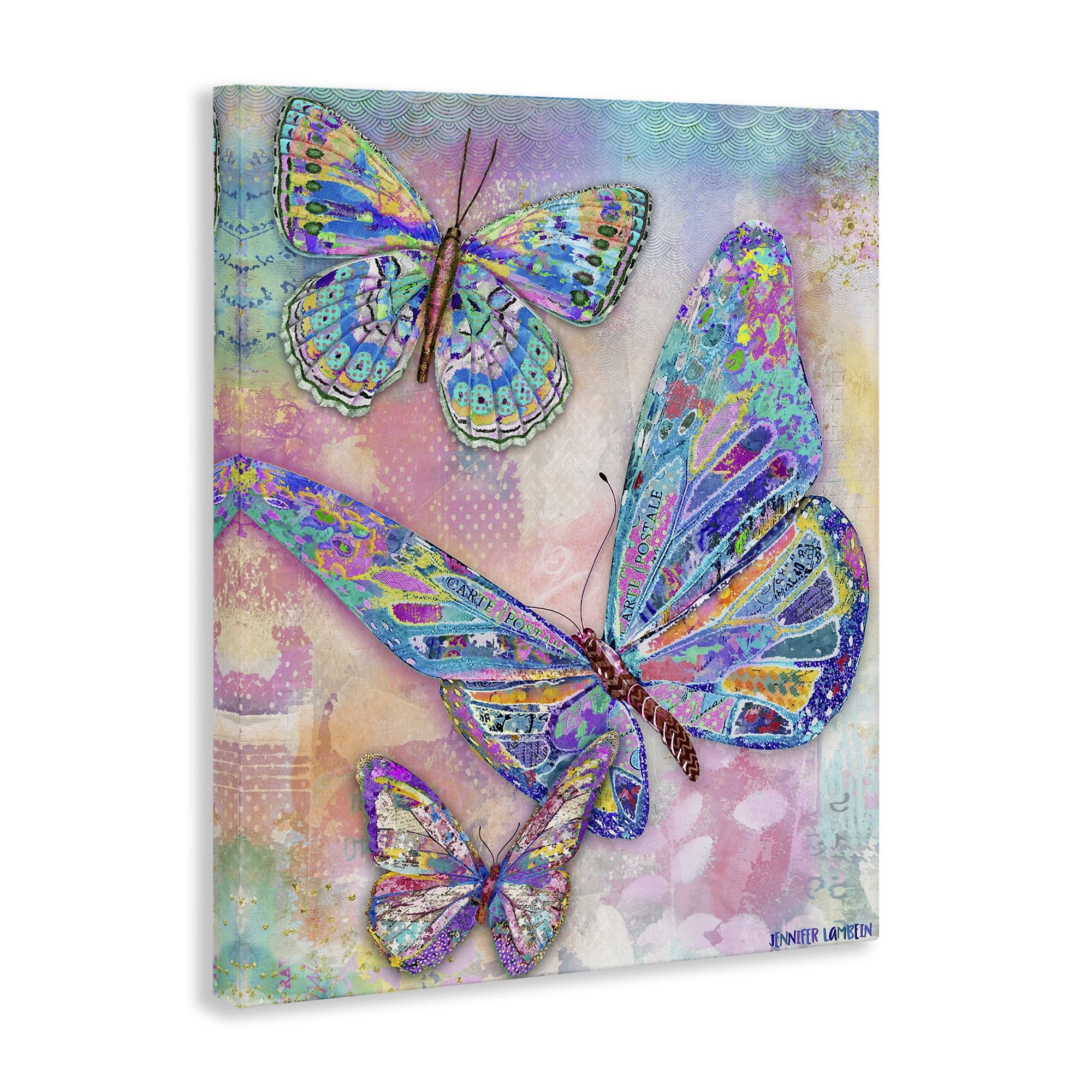 Stupell Industries Rustic Glam Butterflies Animals Painting Wrapped Canvas Art Print Wall Art, 16 x 20