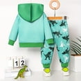 thumbnail image 4 of Afdoent Toddler Boy Clothes Soft Dinosaur Print Hooded Outfit For Baby Boys Toddler Two Piece Set Long Sleeve Top And Pants Playwear 9-12 Months, 4 of 7