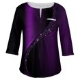 thumbnail image 3 of TQWQT Plus Size Tops for Women Trendy Casual 3/4 Sleeve Vneck Shirts Tie Dye Gradient Tunic V Neck Loose Fit Tunic Tops with Front Pocket Purple 5XL, 3 of 5