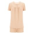 thumbnail image 4 of yievot Women Pajama Sets Soft Short Sleeve Top and Shorts 2 Piece Lounge Sets Summer Sleepwear Loungewear, 4 of 7