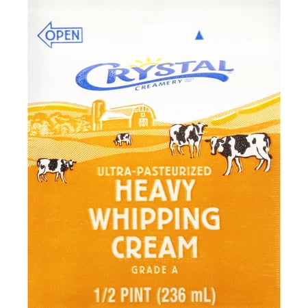 Crystal Creamery 36% Heavy Whipping Cream Half Pint 8 fl oz Paper Carton Ultra-Pasteurized