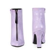 thumbnail image 5 of BLISSFUL STEP Pointed Toe Front Zip Block Heel Ankle Boots for Women Purple 8, 5 of 6