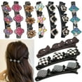 thumbnail image 1 of 10 Pcs New Rsvelte Hair Clips Sparkling Crystal Stone Braided Hair Clips for Women Satin Fabric Hair Bands with Clips Rhinestone Clover Hair Clip Satin Fabric Hair Clips, 1 of 5