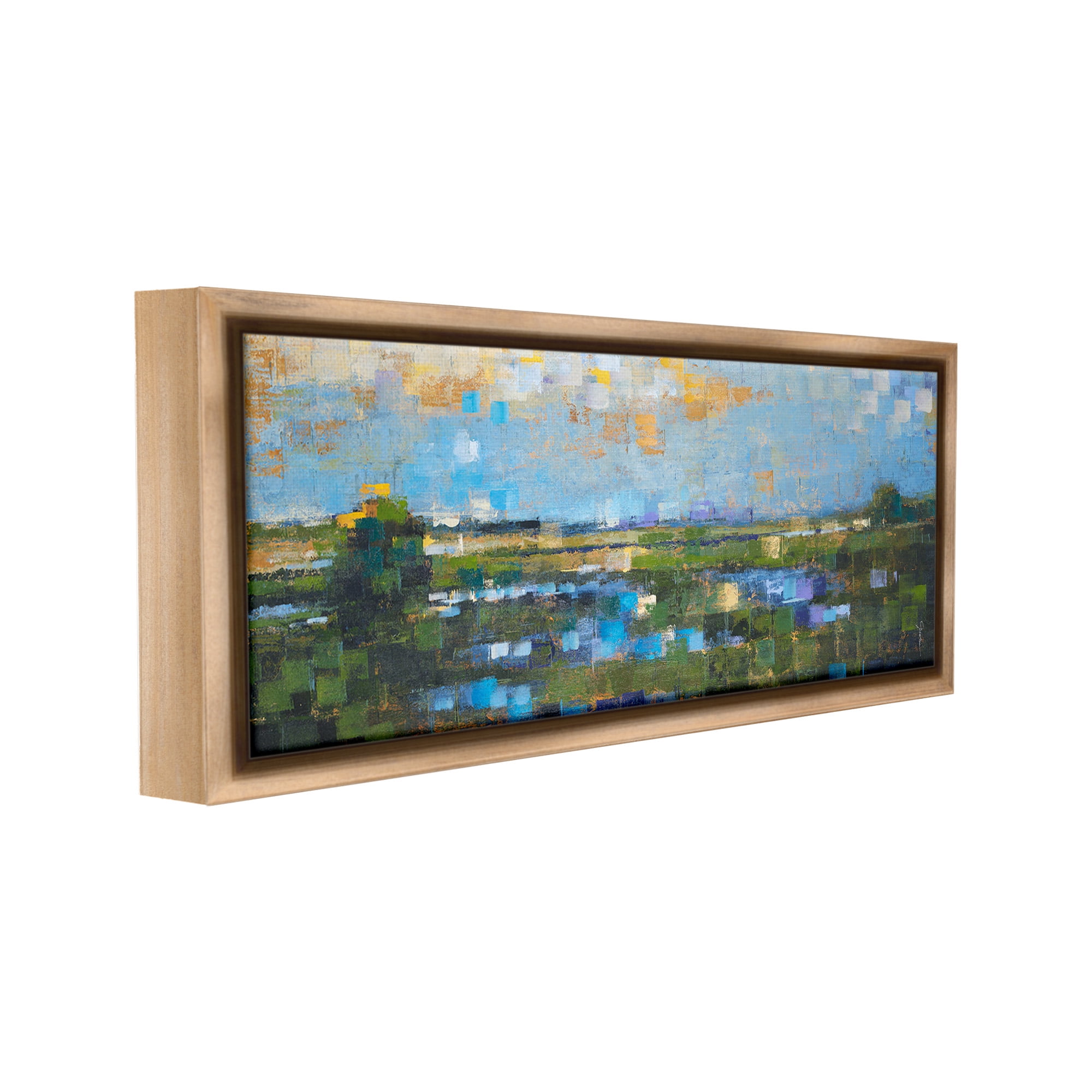 Stupell Industries Brushed River Landscape Landscape Painting Brown Floater Framed Canvas Art Print Wall Art, 25 x 11