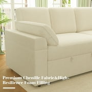VANACC 91 Sectional Sofa with Storage and 3 Seat,Reversible Pull Out Couch for Living Room,Beige