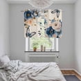 thumbnail image 4 of Vintage Blue Floral Kitchen Curtains Window Panels, Butterflies Watercolor Flower Linen Insulated Window Treatment Curtain, Grommet Curtains for Bedroom/Living Room/Bathroom, 2 Piece 27.5"Wx39"L, 4 of 8