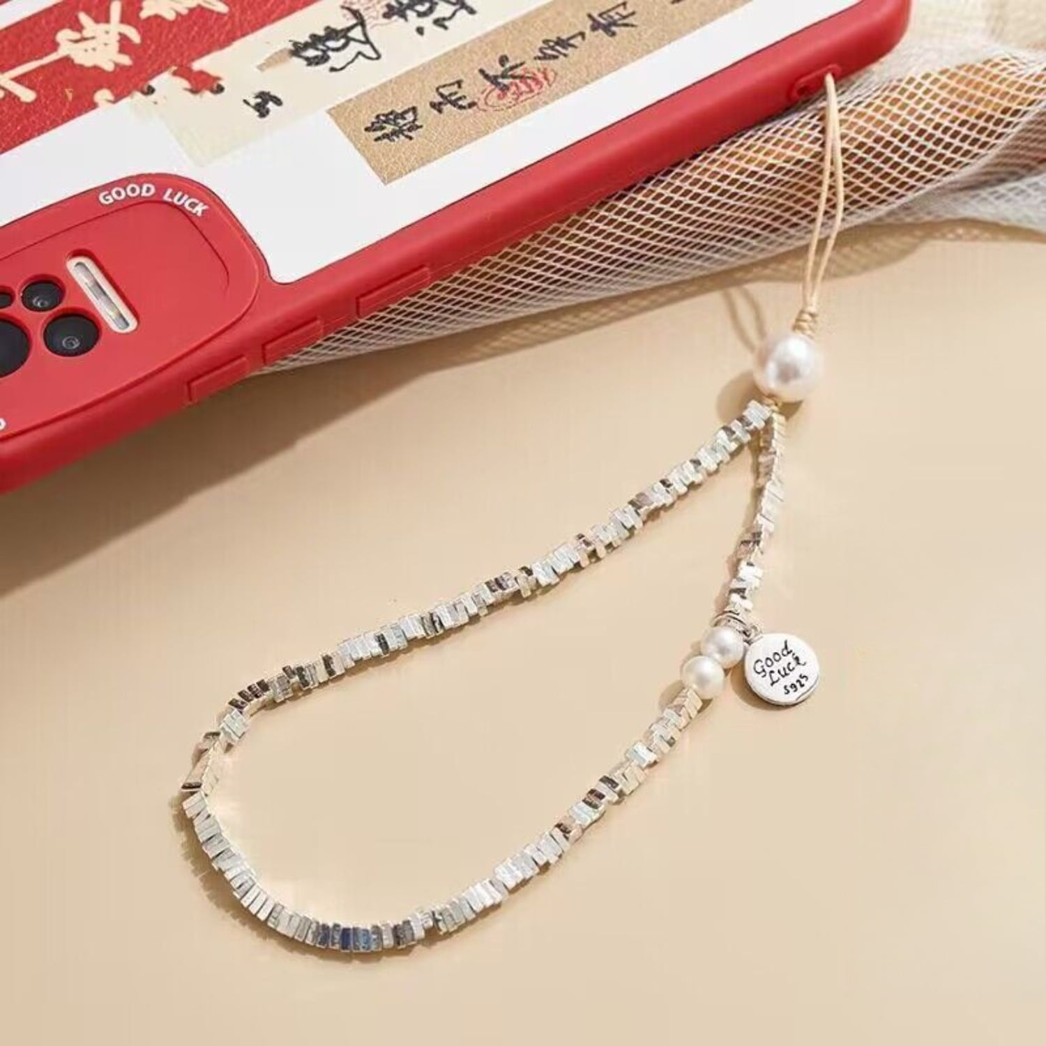 Silver Phone Chain Wrist Strap Anti-Drop Jewelry Lanyard Compatible with Unisex Phone Charm Accessory