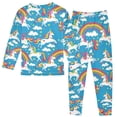 thumbnail image 2 of Dailycode Cotton Pajama Set Snug Fit Long Sleeve Top and Pants for 18M-8Y Unicorn Rainbow Cloud Star, 2 of 7
