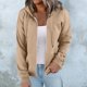thumbnail image 3 of Gibobby Sudadera de Manga Larga Womens Daily Long Casual Down For Womens Pocket Sudaderas con capucha Pullover Manga Botón V Sudaderas con cordón Cuello Sudaderas de mujer moda （Caqui， S), 3 of 5