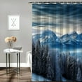 thumbnail image 2 of Fenyluxe Mountain Forest Snowy Quick-Drying Shower Curtain Set with Hooks for Bathroom Decoration - Chic Modern Bathroom Decor 60x72, 2 of 7