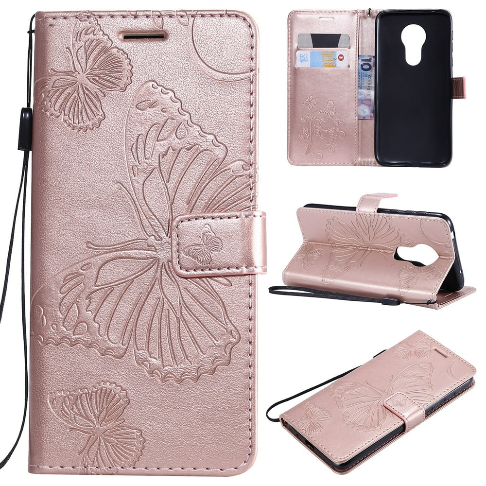 Motorola Moto G7 Power Wallet Case, Dteck Slim Embossed Butterfly PU