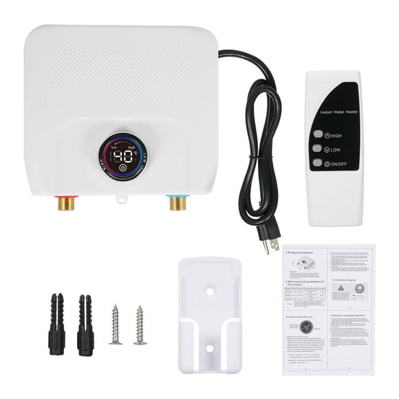 Mini Electric Tankless Water Heater 3000W 110V Constant Temperature Instant Hot Water Heater with Remote Control Digital Display On Demand Hot Water Heater