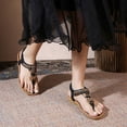 thumbnail image 2 of Xucatan Women's Bohemian Sandals, Embroidered Floral Thong Flats with Elastic Back Strap, Open Toe Beaded Casual Shoes, Versatile Summer Beach Footwear Gift, 2 of 9