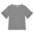 thumbnail image 6 of Coerni Girls Ruffle Tee Short Sleeve Summer Crewneck Kids Aesthetic T Shirts Plain Cropped Tops Loose Casual Loose Tshirt, 6 of 6