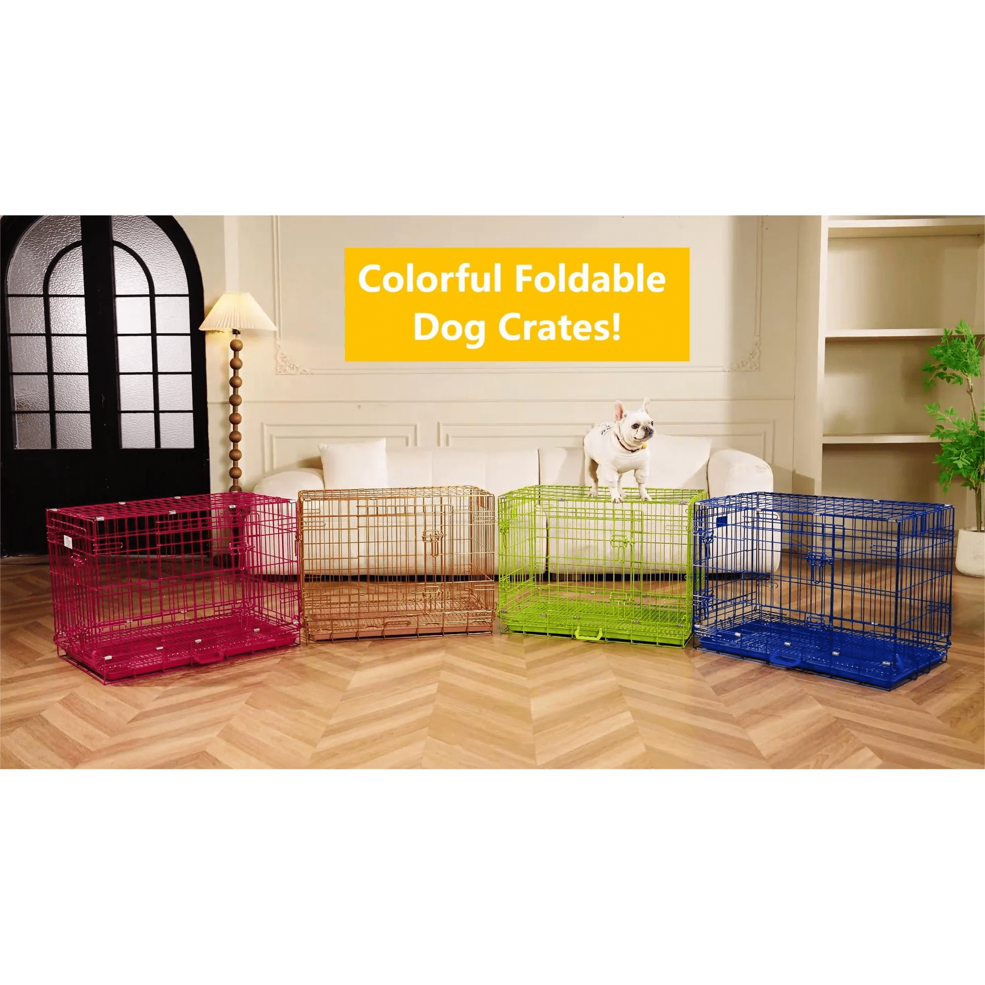 Homey Pet 30 Inch Medium Dog Crate, Copper Gold Wire Dog