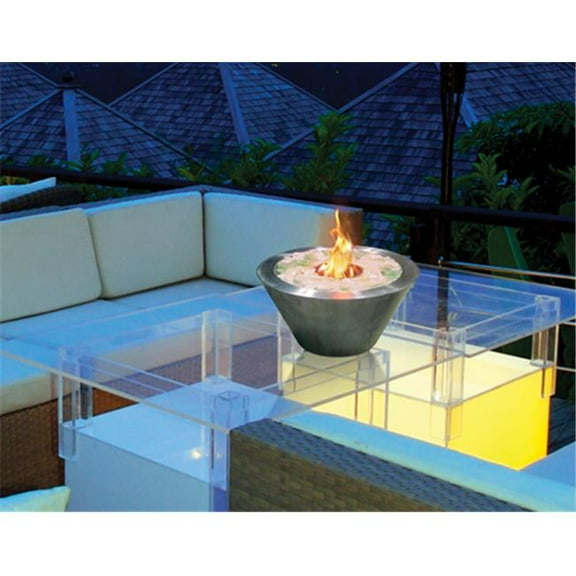 Oasis Indoor Outdoor Fireplace with Polished White Rocks