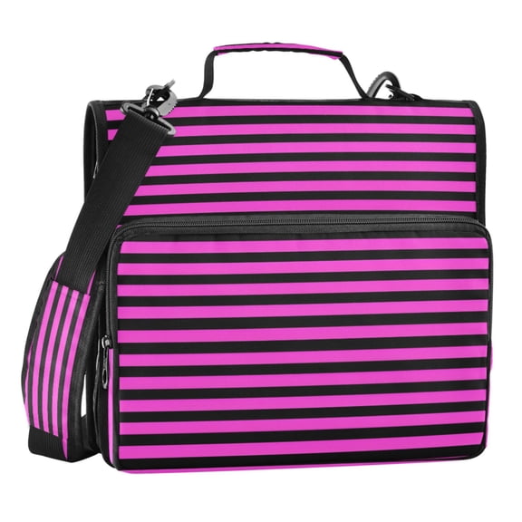 ALAZA Zipper Binder Pink Stripes 3 Ring Trapper Keeper File Folder Organizer Bag