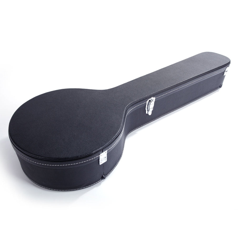 Kepooman 5-String 6-String Microgroove Pattern Leather Wood Banjos Case, Black