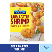 Gortons Beer Battered 100% Whole Shrimp, Battered Tail-on Shrimp, Frozen, 9 Ounce