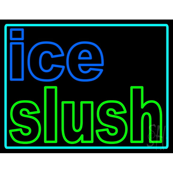 Ice Slush Logo LED Neon Sign 15 x 19 - inches, Black Square Cut Acrylic Backing, with Dimmer - Bright and Premium built indoor LED Neon Sign for Defence Force.