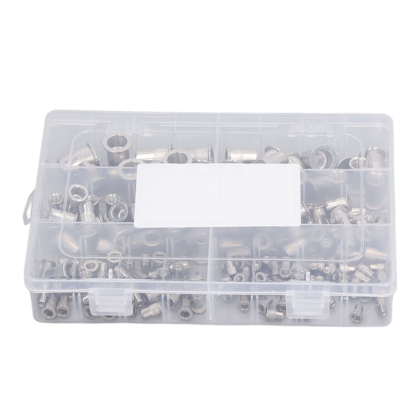 Kit de 180 tuercas remachables M3 M4 M5 M6 M8 M10 de acero inoxidable 304 con cabeza plana roscada.