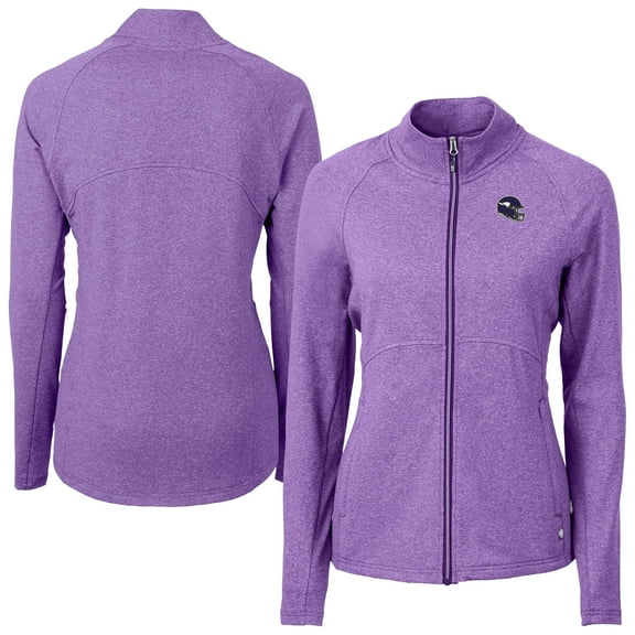 Women's Cutter & Buck Heather Purple Minnesota Vikings Adapt Eco Knit Heather Full-Zip Jacket