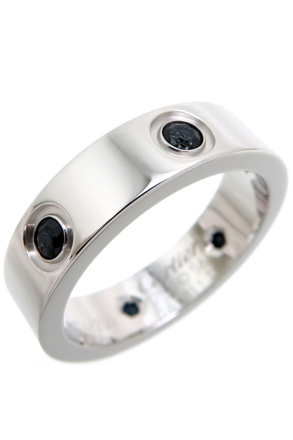 Pre-Owned Cartier #56 Black Sapphire Love Women's Ring B4072400 750 White Gold Size 16 (Fair)