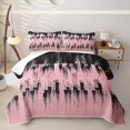thumbnail image 2 of Erosebridal Pink Brush Stroke Twin Quilt Set for Girls, Old Fashion Texture Print Twin Coverlet Set, 2-Piece, 2 of 7