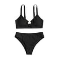 thumbnail image 3 of Pxiakgy bikini sets for women swim suits for women Women's Two Swimsuit High Waisted Cutout Bikini Sets One Shoulder Bathing Suits for 2024 Black + S, 3 of 9