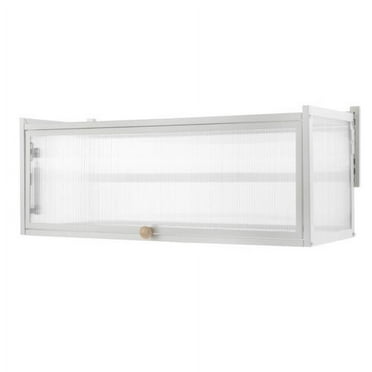 White Translucent Wall Mount Cabinet With Flip-up Door For Bathroom Kitchen