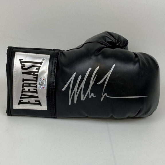Autographed/Signed Mike Tyson Black Everlast Boxing Glove Athlete Hologram COA