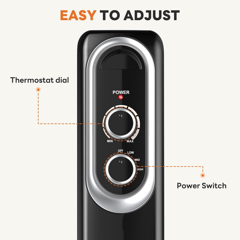 JIOABL 1500W Oil Filled Radiator Heater, Black photo 4
