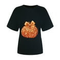 thumbnail image 3 of FRSASU Thanksgiving T Shirts for Women Glitter Pumpkin Maple Leaf Graphic Tees Short Sleeve Tops Holiday Autumn Gifts Black, 3 of 5