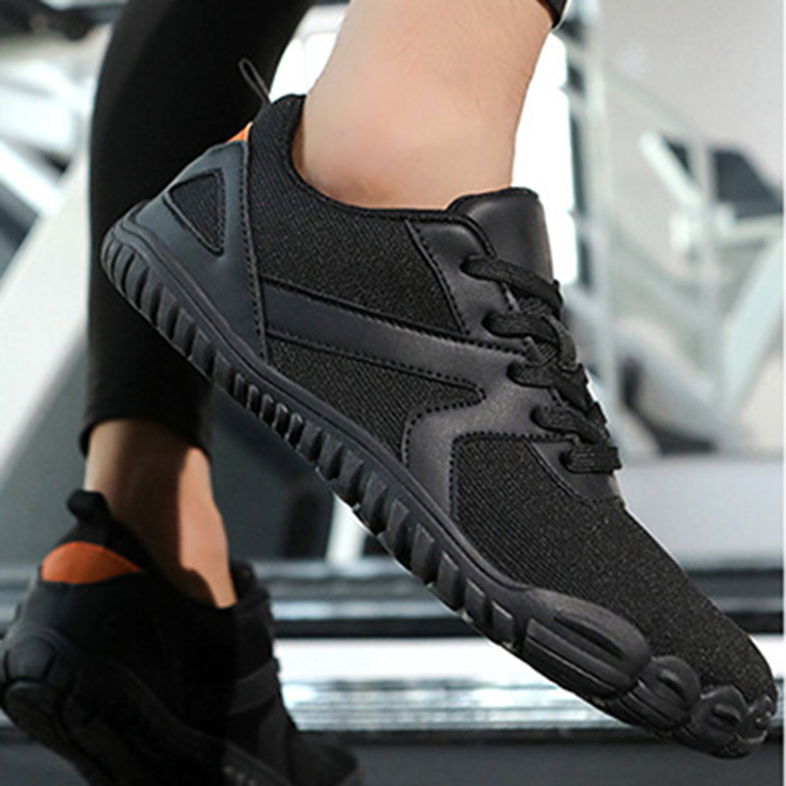 Barefoot Shoes Women Men Wide Toe Box Sneakers Mesh Lace up Running Hiking Shoes Lightweight Workout Gym Footwear Black Size 10