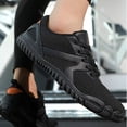 thumbnail image 3 of Barefoot Shoes Women Men Wide Toe Box Sneakers Mesh Lace up Running Hiking Shoes Lightweight Workout Gym Footwear Black Size 8, 3 of 6