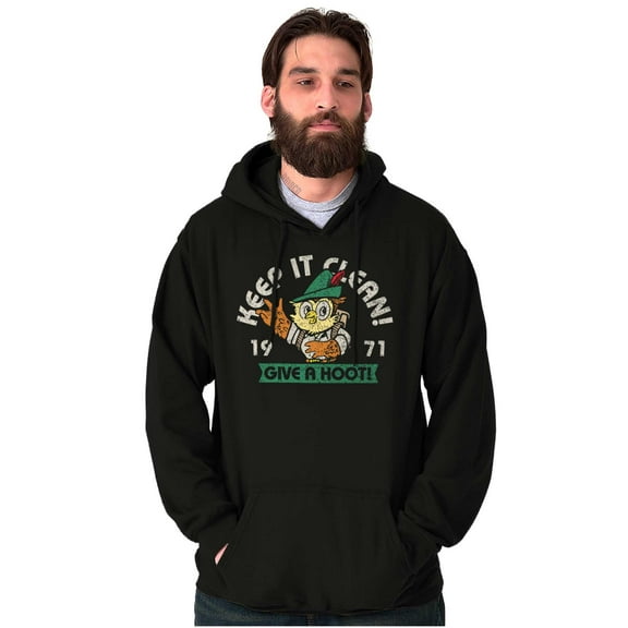 Woodsy Owl Keep it Clean Give a Hoot Hoodie Sweatshirt Women Men Brisco Brands S