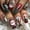 A, variant on Christmas Press On Nails Long Coffin, Cute Reindeer Snowman Resin Fake Nails, Snowflake Pine Tree Red Green Stick On False Nails, 24Pcs Reusable Wearable Nail Tips for Women Holiday Party Manicure
