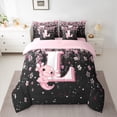 thumbnail image 2 of Manfei Girls Pink Monogrammed Twin Bedding Sets 7pcs, Personalized Letter L Bedding Comforter Set, Kawaii Axolotl Cherry Blossoms Sheet Sets, Ultra Soft Home Decor, 2 of 8