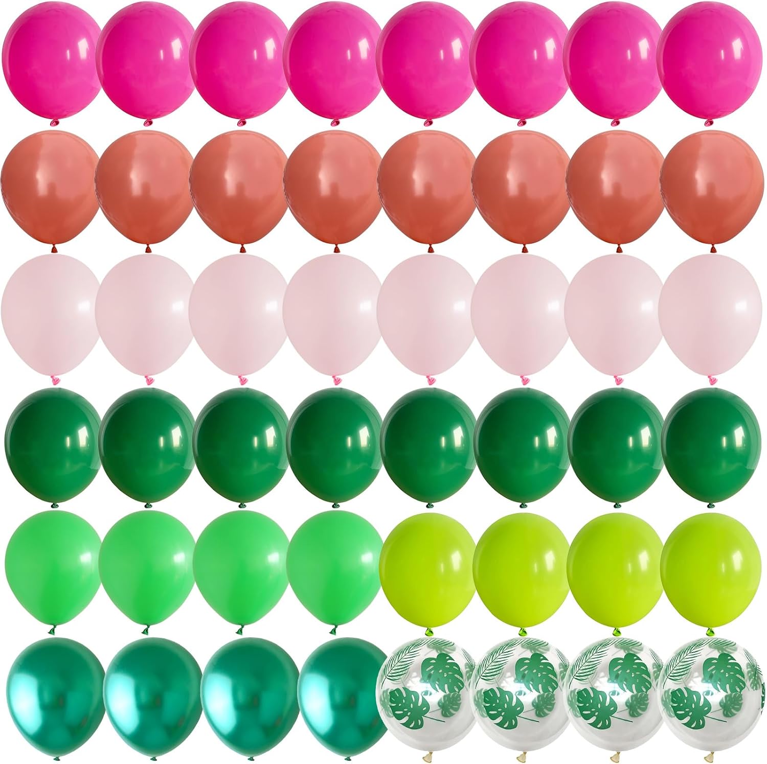 Tropical Balloons, 60 PCS Summer Hawaiian Balloons, Hot Pink Lime Green Orange Metallic Latex Balloon Palm Leaves Helium Party Balloon for Baby Shower Aloha Luau Beach Summer Party Decorations