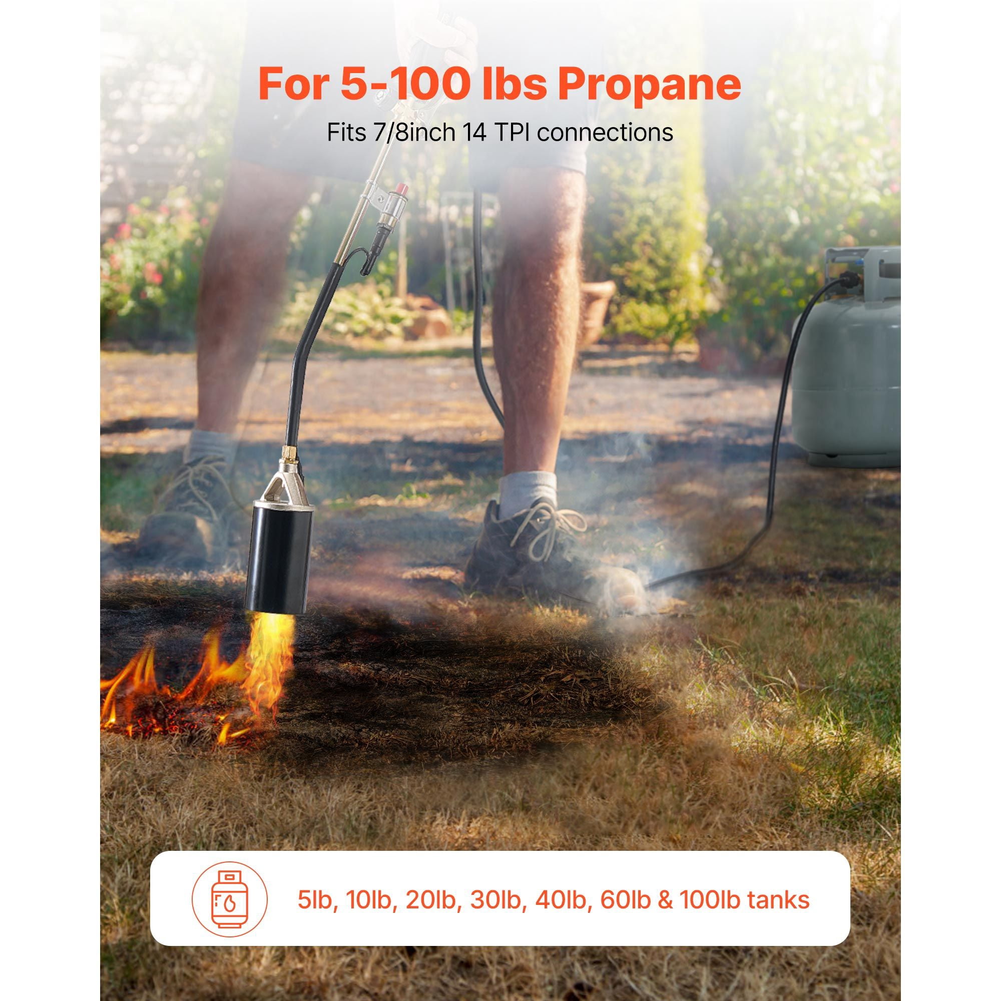 Propane Torch Weed Burner 1,800,000 BTU with 10ft Hose Auto Igniter Adjustable Flame CCSAus Certified for Garden Driveway Farm
