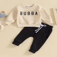 thumbnail image 2 of Baby Boys Pants Set  Long Sleeve Crew Neck Letters Print Sweatshirt with Elastic Waist Sweatpants Infant Clothes, 2 of 8
