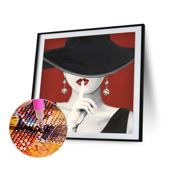 5D DIY Diamond Painting Kits Full Square Drill Mujer con sombrero Mosaico Imagen Artes Likrtyny Oficina Multiescena Multifunción