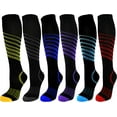 thumbnail image 1 of 6 Paires de Bas de Compression Graduée pour Hommes et Femmes (Tous Motifs Noirs, Petit/moyen), 1 of 4