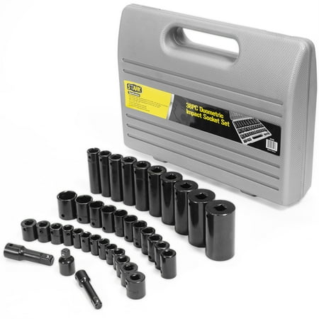 Shallow Broach Socket Set (Stark 38-piece Impact Socket Set 6-Point SAE and Metric Deep Shallow 3/8