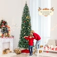 thumbnail image 3 of Topbuy 9FT Artificial Pre-lit Christmas Tree Hinged Pencil Xmas Tree w/1298 Branch Tips Pine Needles 500 Warm-White LED Lights, 3 of 9